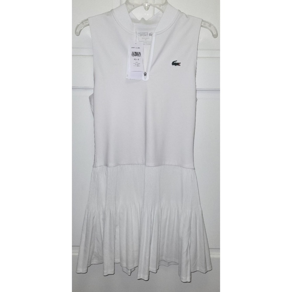 Lacoste Women's Ultra Dry Stretch Tennis Dress - No Shorts - White - Sz 40 (8)